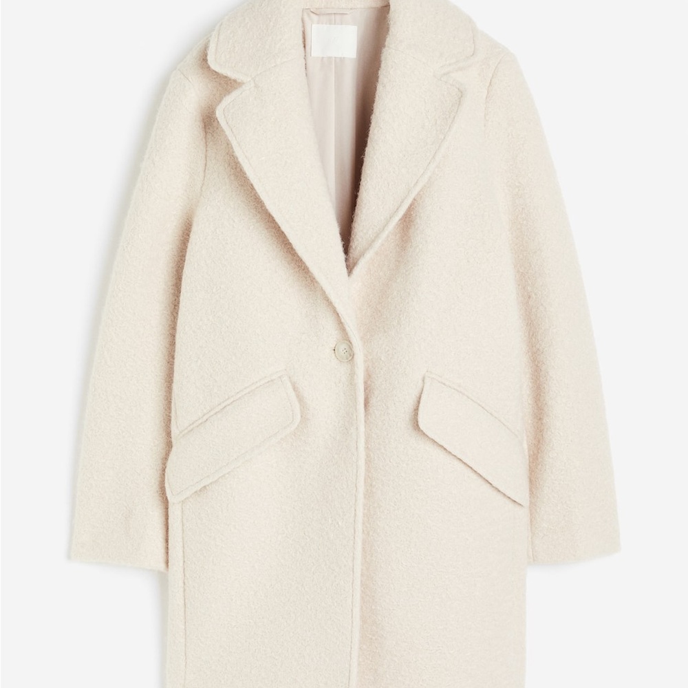 H&M Twill Coat Light Beige Cream Button Closure Oversized Size XXL 2XL